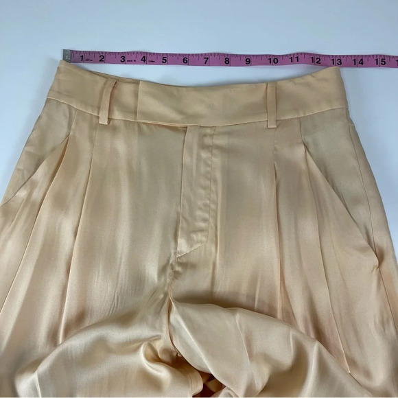 NEW Equipment Femme Wide Leg Pants Womens 0 Yellow Pleated Silk Blend NWOT - Picture 7 of 10